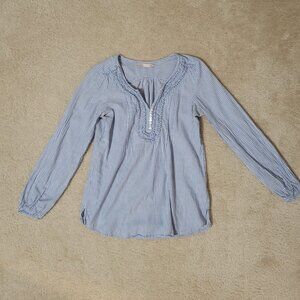 Sfera Women's 100% Cotton White and Blue Striped Blouse, Size Small